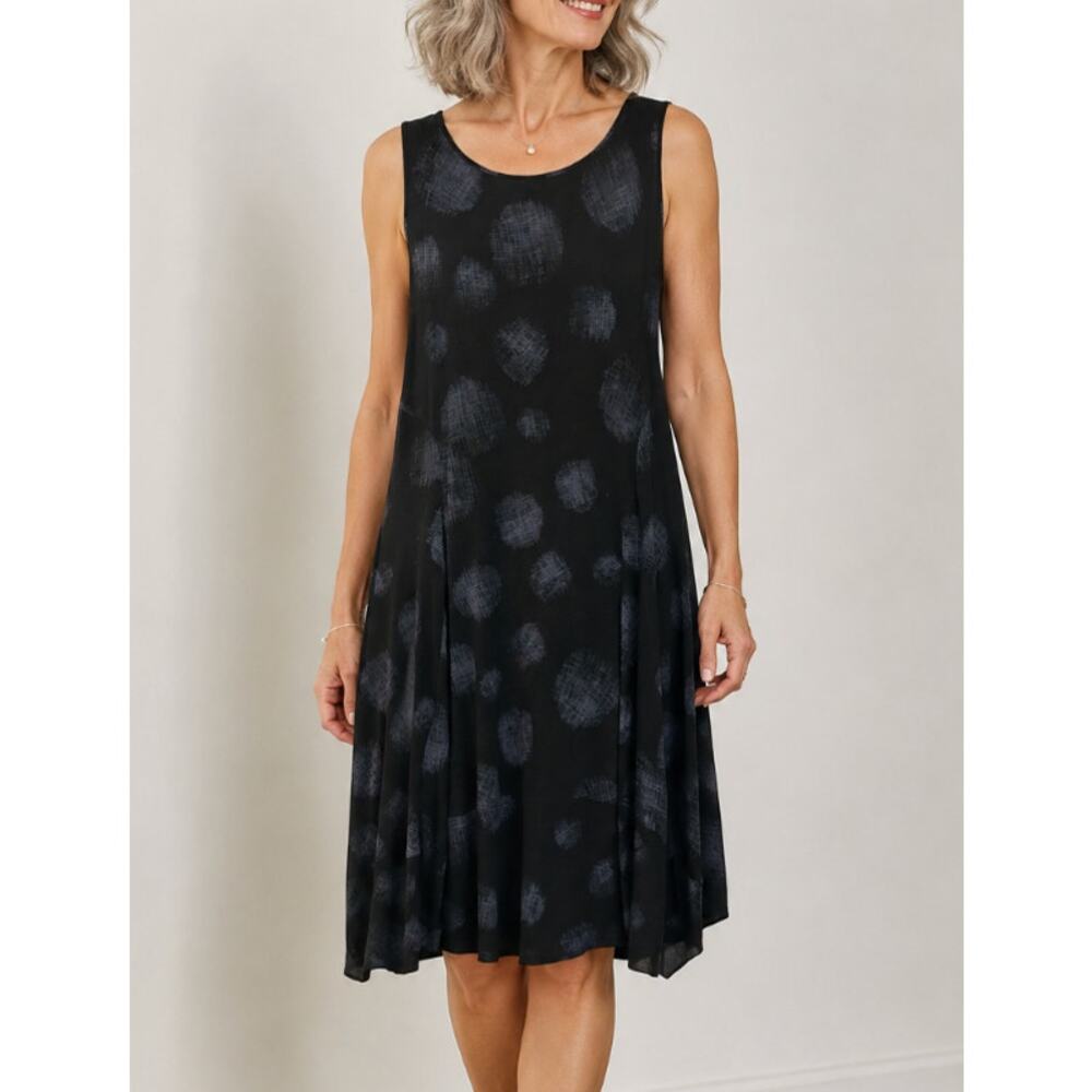 Comfy USA Shift Dress Laagenlook Artsy Black Purple Medium